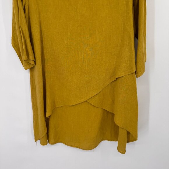 Pure Match Womens  chartreuse Tunic Top  3/4 Sleeves size large linen lagenlook - Picture 6 of 15